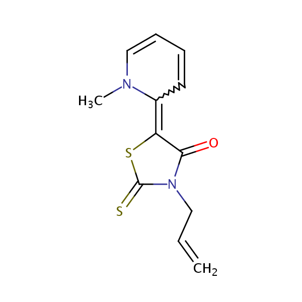4-Thiazolidinone, 5-(1-methyl-2(1H)-pyridinylidene)-3-(2-propenyl)-2-thioxo- structural formula