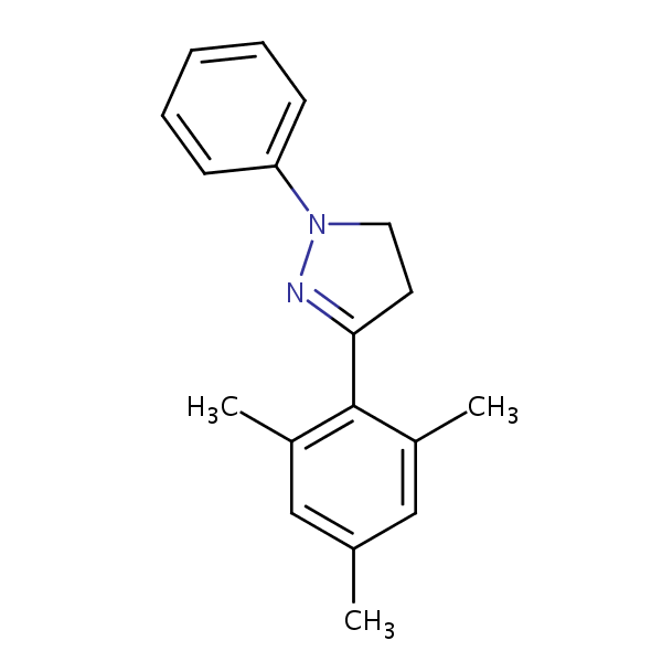 4,5-Dihydro-1-phenyl-3-(2,4,6-trimethylphenyl)-1H-pyrazole structural formula