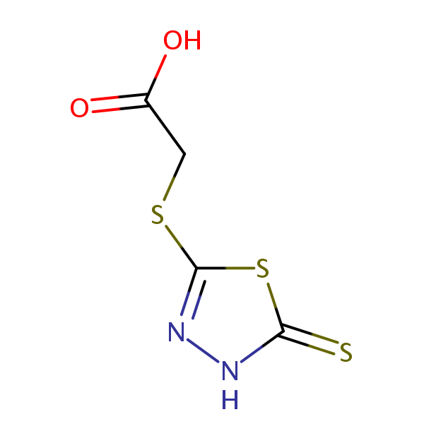((4,5-Dihydro-5-thioxo-1,3,4-thiadiazol-2-yl)thio)acetic acid structural formula