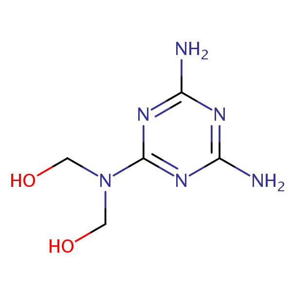 ((4,6-Diamino-1,3,5-triazin-2-yl)imino)bismethanol structural formula