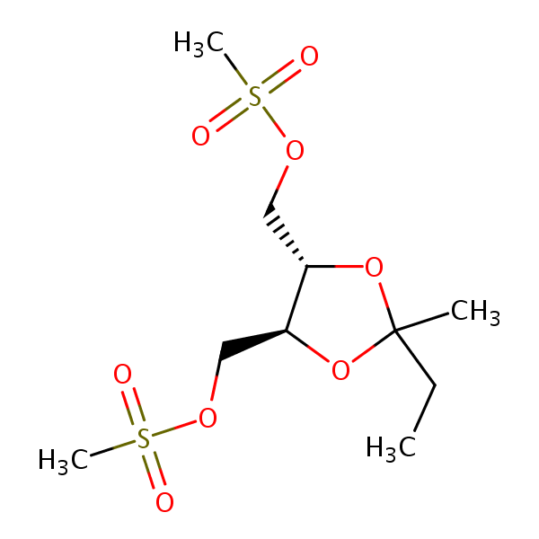 (4S-(2alpha,4alpha,5beta))-2-Ethyl-2-methyl-1,3-dioxolane-4,5-bis(ylmethyl) dimethanesulphonate structural formula