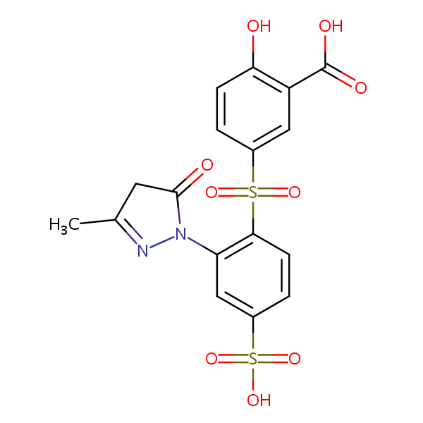 5-((2-(4,5-Dihydro-3-methyl-5-oxo-1H-pyrazol-1-yl)-4-sulphophenyl)sulphonyl)salicylic acid structural formula