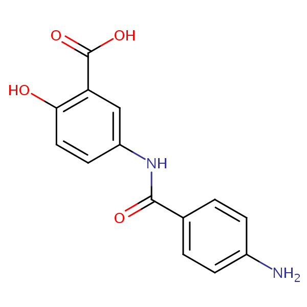 5-((4-Aminobenzoyl)amino)salicylic acid structural formula
