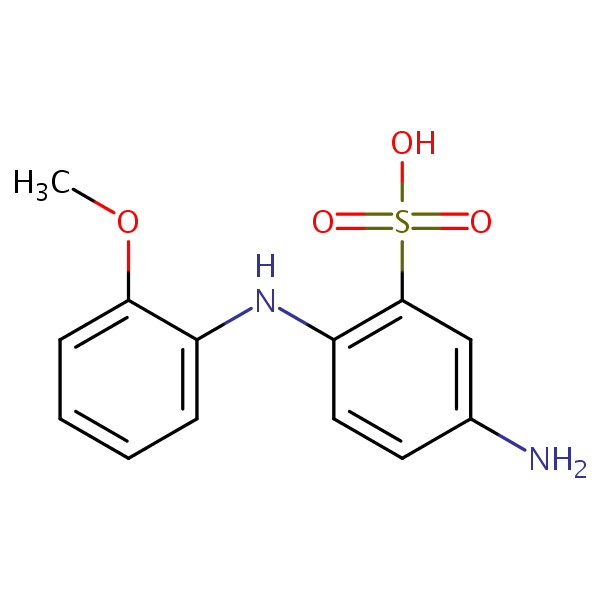 5-Amino-2-((2-methoxyphenyl)amino)benzenesulphonic acid structural formula