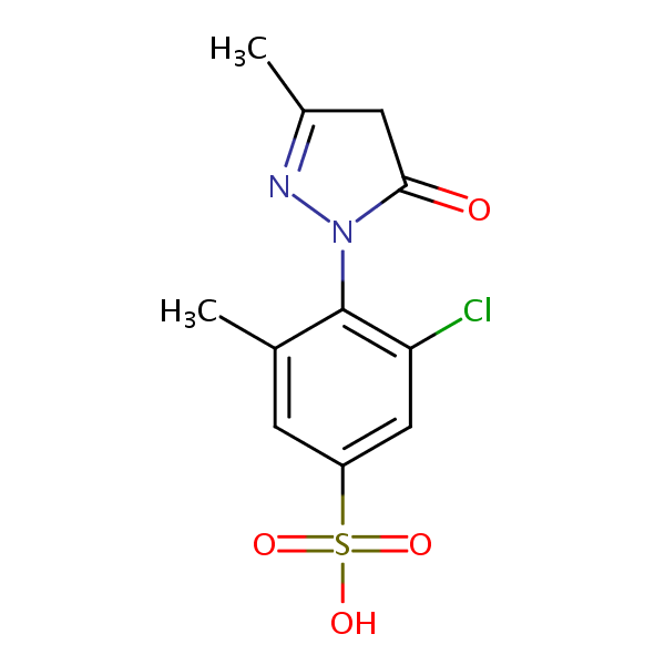 5-Chloro-6-(4,5-dihydro-3-methyl-5-oxo-1H-pyrazol-1-yl)toluene-3-sulphonic acid structural formula