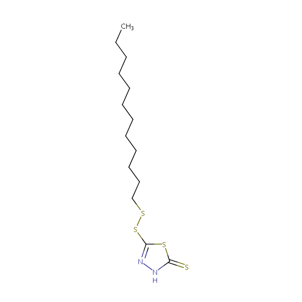 5-(Dodecyldithio)-1,3,4-thiadiazole-2(3H)-thione structural formula