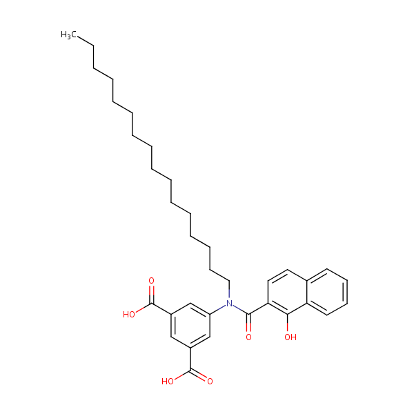 5-(Hexadecyl((1-hydroxy-2-naphthyl)carbonyl)amino)isophthalic acid structural formula