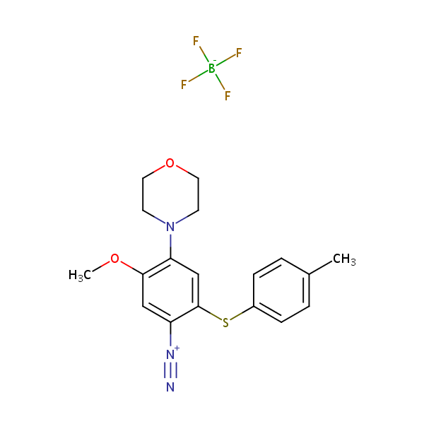 5-Methoxy-4-(morpholin-4-yl)-2-((p-tolyl)thio)benzenediazonium tetrafluoroborate structural formula