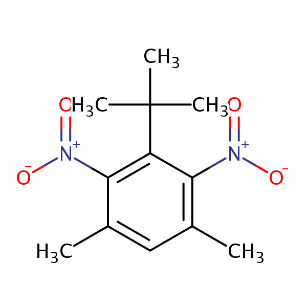 5-tert-Butyl-4,6-dinitro-m-xylene structural formula