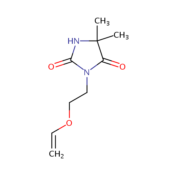 5,5-Dimethyl-3-(2-(vinyloxy)ethyl)imidazolidine-2,4-dione structural formula