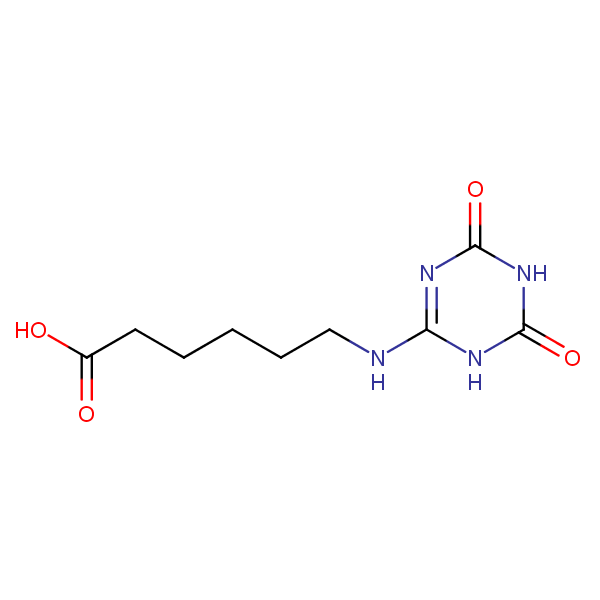 6-((1,4,5,6-Tetrahydro-4,6-dioxo-1,3,5-triazin-2-yl)amino)hexanoicacid structural formula