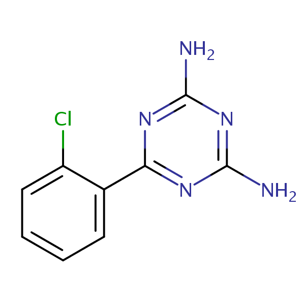 6-(2-Chlorophenyl)-1,3,5-triazine-2,4-diamine structural formula