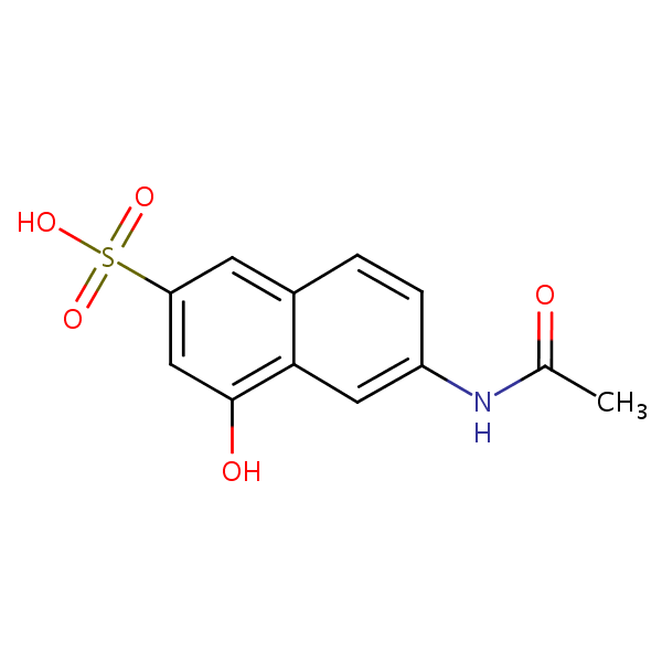 6-Acetamido-4-hydroxynaphthalene-2-sulphonic acid structural formula