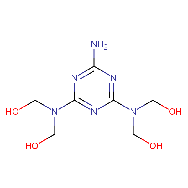 ((6-Amino-1,3,5-triazine-2,4-diyl)dinitrilo)tetrakismethanol structural formula