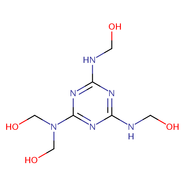 ((6-(Bis(hydroxymethyl)amino)-1,3,5-triazine-2,4-diyl)diimino)bismethanol structural formula
