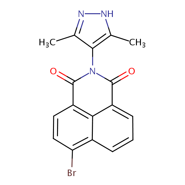 6-Bromo-2-(3,5-dimethyl-1H-pyrazol-4-yl)-1H-benz(de)isoquinoline-1,3(2H)-dione structural formula
