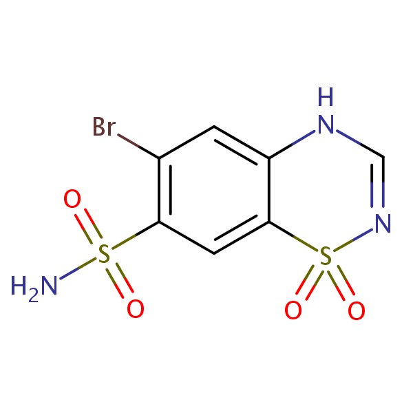6-Bromo-2H-1,2,4-benzothiadiazine-7-sulphonamide 1,1-dioxide structural formula