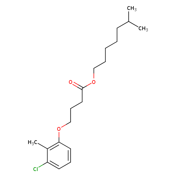 6-Methylheptyl 4-(chloro-2-methylphenoxy)butyrate structural formula