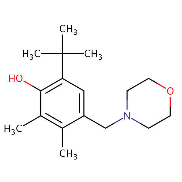 6-tert-Butyl-4-(morpholinomethyl)-2,3-xylenol structural formula