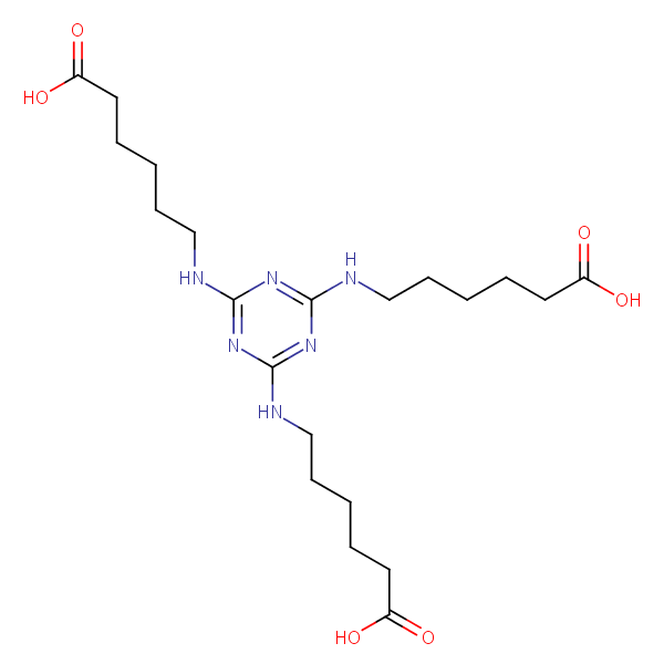6,6’,6’’-(1,3,5-Triazine-2,4,6-triyltriazanediyl)trihexanoic acid structural formula