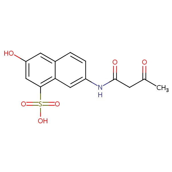 7-((1,3-Dioxobutyl)amino)-3-hydroxynaphthalene-1-sulphonic acid structural formula