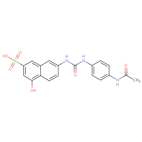 7-((((4-Acetamidophenyl)amino)carbonyl)amino)-4-hydroxynaphthalene-2-sulphonic acid structural formula