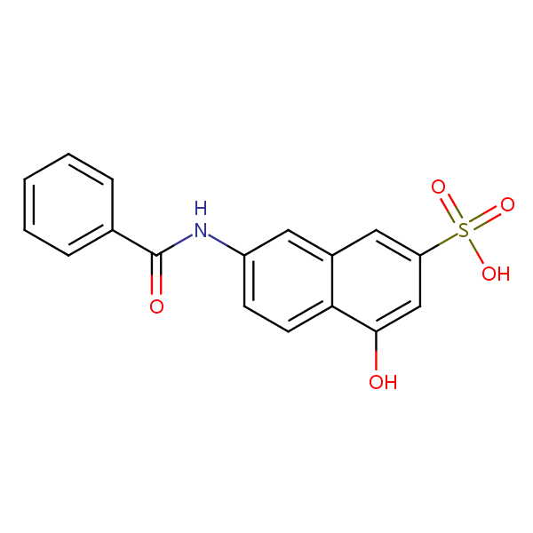 7-(Benzoylamino)-4-hydroxy-2-naphthalenesulfonic acid structural formula
