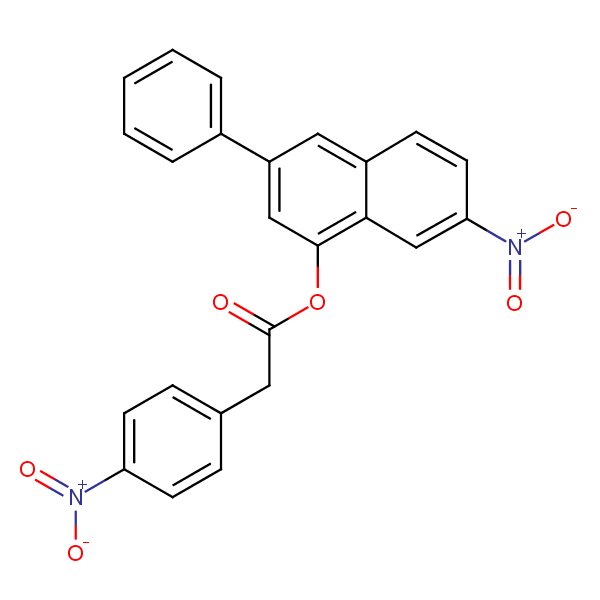 7-Nitro-3-phenyl-1-naphthyl 4-nitrophenylacetate structural formula