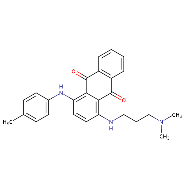 9,10-Anthracenedione, 1-[[3-(dimethylamino)propyl]amino]-4-[(4-methylphenyl)amino]- structural formula