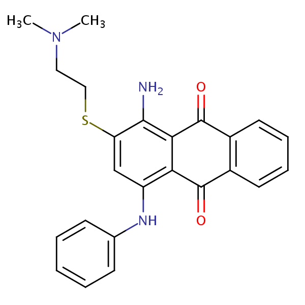 9,10-Anthracenedione, 1-amino-2-[[2-(dimethylamino)ethyl]thio]-4-(phenylamino)- structural formula