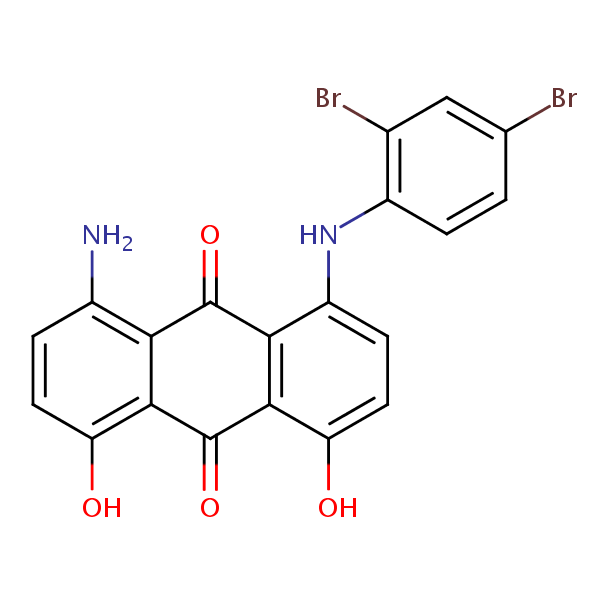 9,10-Anthracenedione, 1-amino-8-[(2,4-dibromophenyl)amino]-4,5-dihydroxy- structural formula