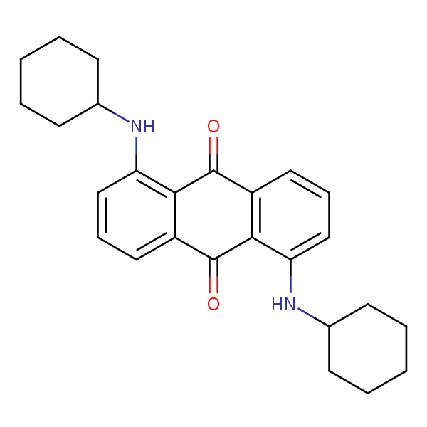 9,10-Anthracenedione, 1,5-bis(cyclohexylamino)- structural formula
