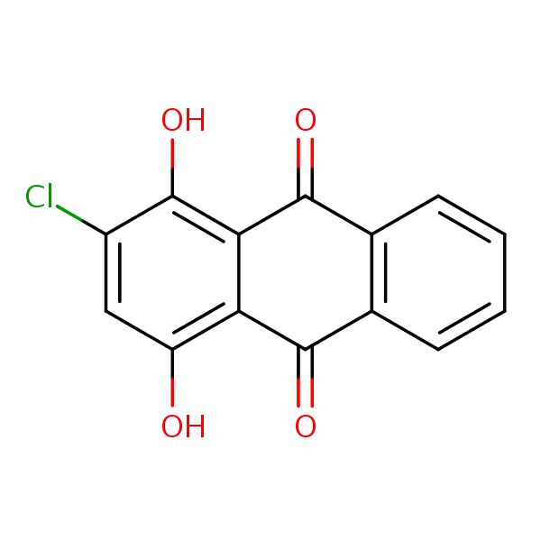 9,10-Anthracenedione, 2-chloro-1,4-dihydroxy- structural formula