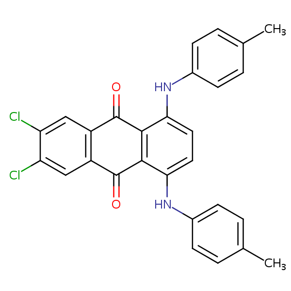 9,10-Anthracenedione, 6,7-dichloro-1,4-bis[(4-methylphenyl)amino]- structural formula