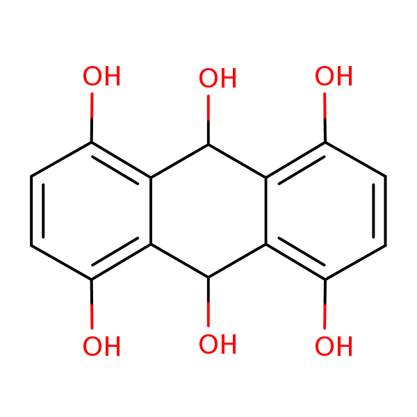 9,10-Dihydroanthracene-1,4,5,8,9,10-hexol structural formula