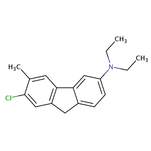 9H-Fluoren-3-amine, 7-chloro-N,N-diethyl-6-methyl- structural formula