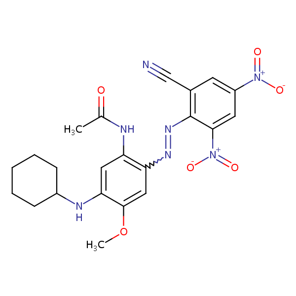 Acetamide, N-[2-[(2-cyano-4,6-dinitrophenyl)azo]-5-(cyclohexylamino)-4-methoxyphenyl]- structural formula