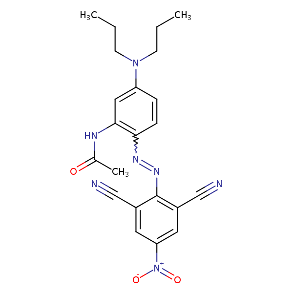 Acetamide, N-[2-[(2,6-dicyano-4-nitrophenyl)azo]-5-(dipropylamino)phenyl]- structural formula