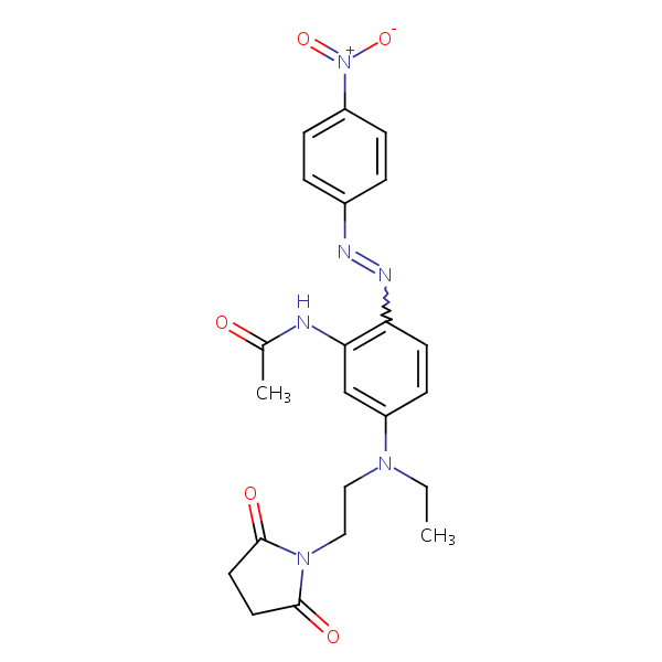 Acetamide, N-[5-[[2-(2,5-dioxo-1-pyrrolidinyl)ethyl]ethylamino]-2-[(4-nitrophenyl)azo]phenyl]- structural formula