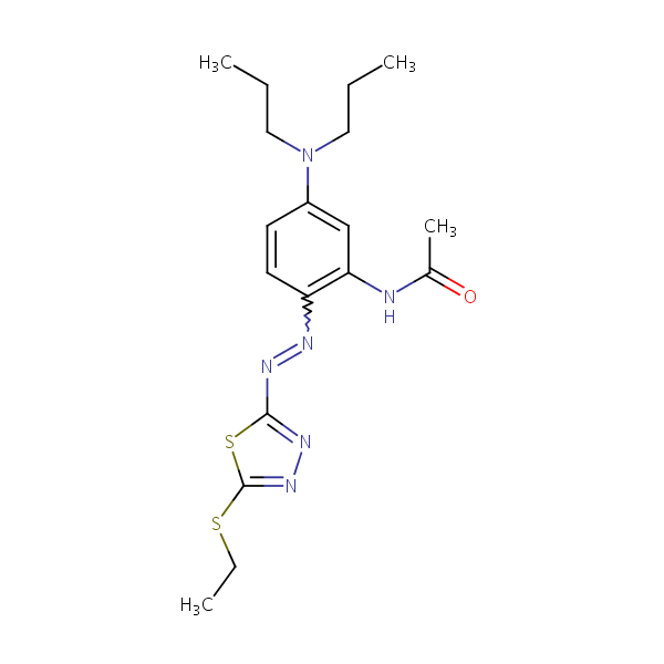 Acetamide, N-[5-(dipropylamino)-2-[[5-(ethylthio)-1,3,4-thiadiazol-2-yl]azo]phenyl]- structural formula