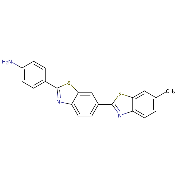 Benzenamine, 4-(6-methyl[2,6’-bibenzothiazol]-2’-yl)- structural formula