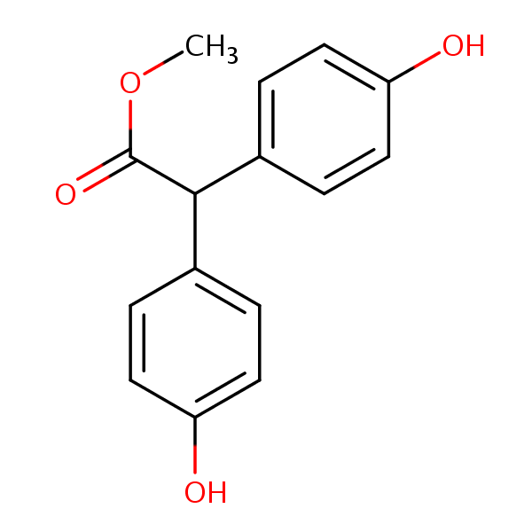 Benzeneacetic acid, 4-hydroxy-.alpha.-(4-hydroxyphenyl)-, methyl ester structural formula