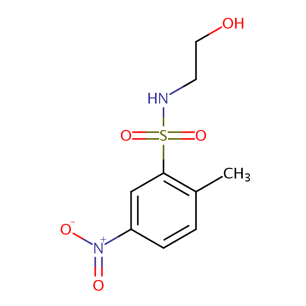 Benzenesulfonamide, N-(2-hydroxyethyl)-2-methyl-5-nitro- structural formula