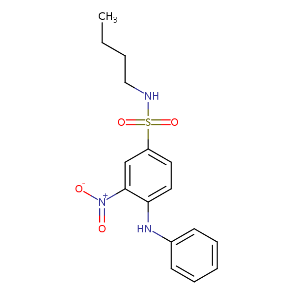 Benzenesulfonamide, N-butyl-3-nitro-4-(phenylamino)- structural formula