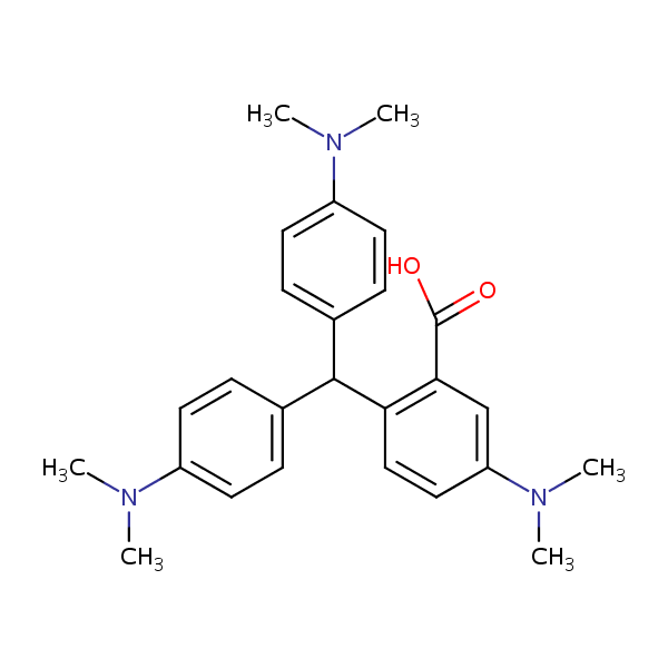 Benzoic acid, 2-[bis[4-(dimethylamino)phenyl]methyl]-5-(dimethylamino)- structural formula
