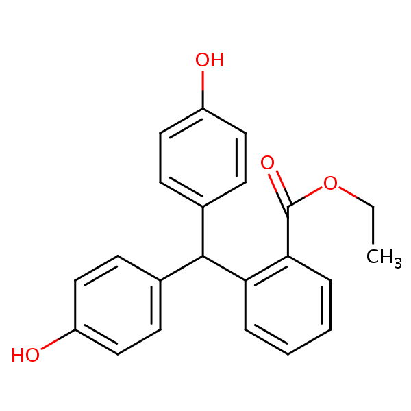 Benzoic acid, 2-[bis(4-hydroxyphenyl)methyl]-, ethyl ester structural formula
