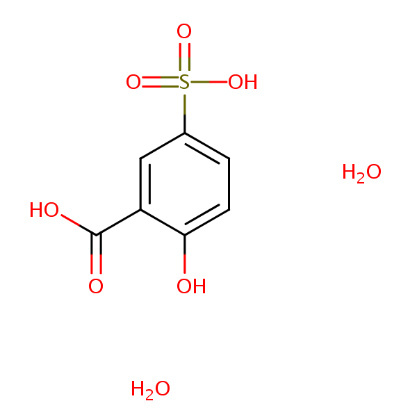 Benzoic acid, 2-hydroxy-5-sulfo-, dihydrate structural formula