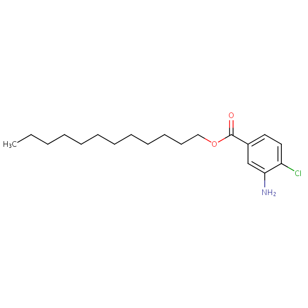 Benzoic acid, 3-amino-4-chloro-, dodecyl ester structural formula
