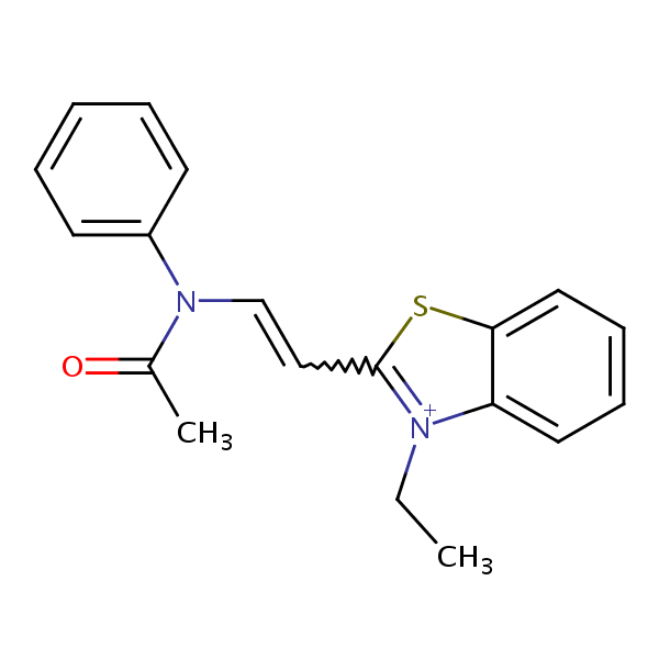 Benzothiazolium, 2-[2-(acetylphenylamino)ethenyl]-3-ethyl- structural formula