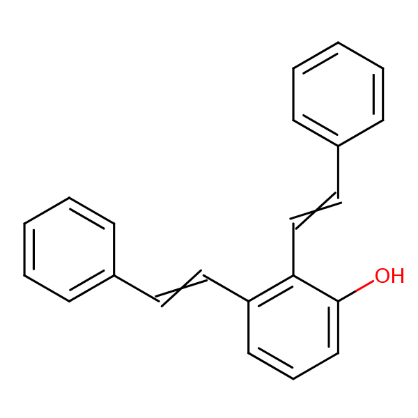 Bis(2-phenylvinyl)phenol structural formula